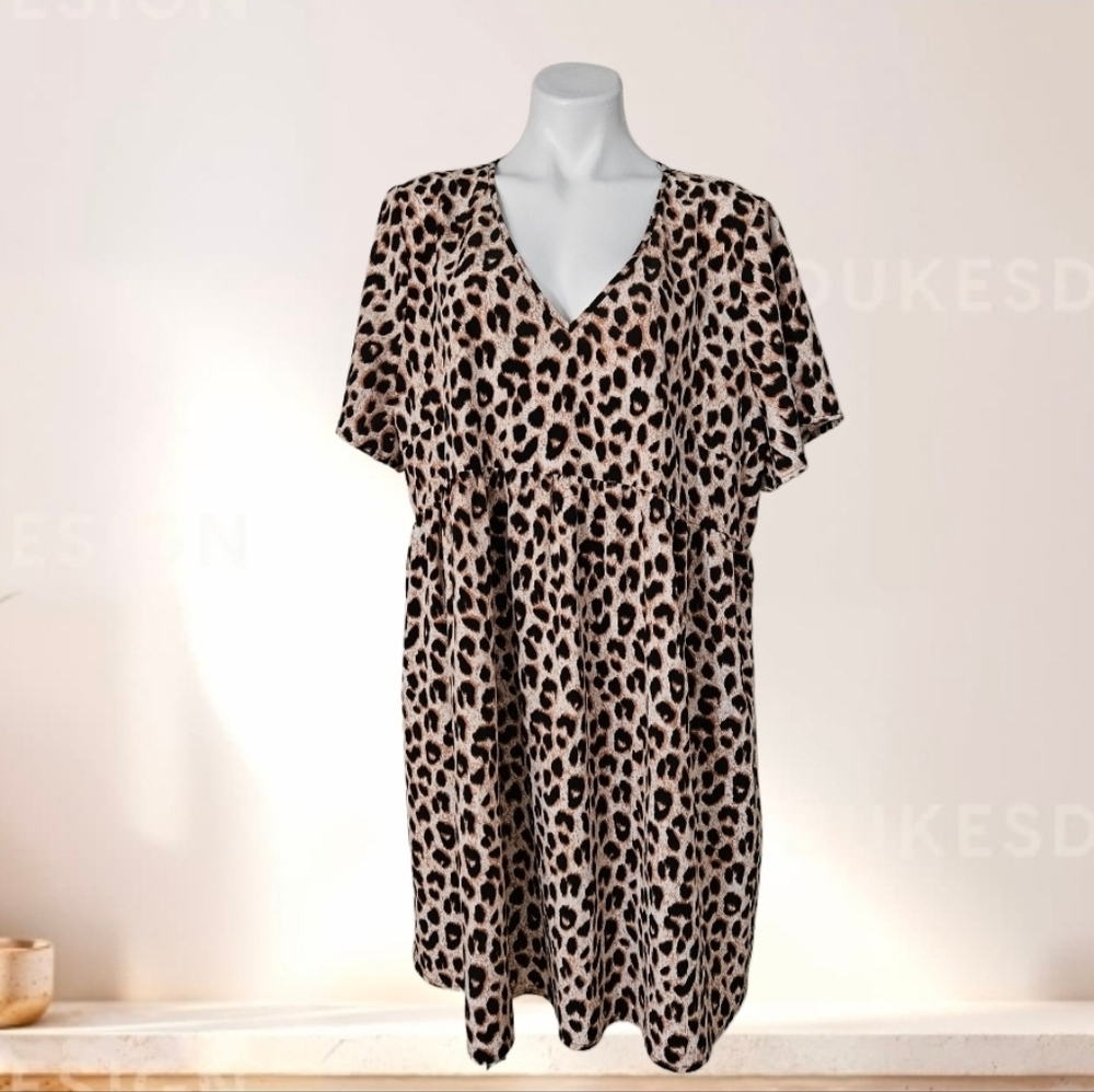Leopard Print V-Neck Dress 4XL - Picture 3 of 5